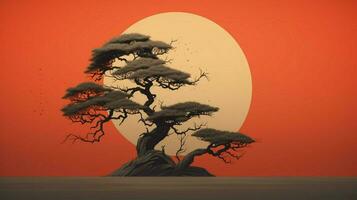 árvore em sólido cor fundo zen enso behance foto