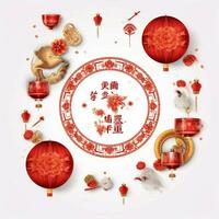 chinês Novo ano social meios de comunicação postar com transparente fundo foto