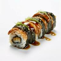 enguia Sushi com branco fundo Alto qualidade ultra foto