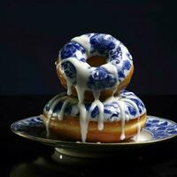 produtos tiros do azul delft floral impressão rosquinha ic foto