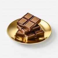 produtos tiros do quadrado chocolate bares em uma ouro foto