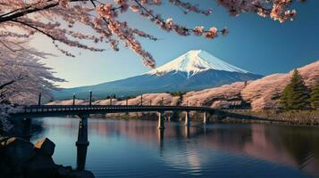 papeis de parede do montar Fuji dentro a estilo do corajoso foto