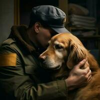 uma devotado canino fornecendo emocional Apoio, suporte foto