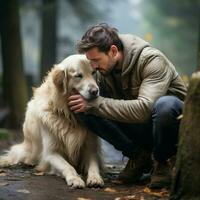 uma devotado canino fornecendo emocional Apoio, suporte foto