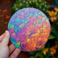 uma brilhante holográfico adesivo com cintilante arco Iris foto