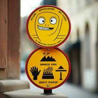 uma adesivo inspirado de rua sinais com peculiar ou humorístico foto