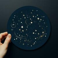uma adesivo exibindo uma constelação do estrelas dentro a noite foto
