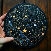 uma adesivo exibindo uma constelação do estrelas dentro a noite foto