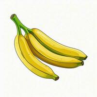 banana 2d desenho animado vetor ilustração em branco fundo foto