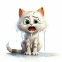 gato com lágrimas do alegria 2d desenho animado ilustração em branco costas foto
