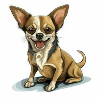 chihuahua 2d desenho animado vetor ilustração em branco backgrou foto