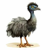 emu 2d desenho animado vetor ilustração em branco fundo hig foto