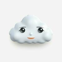 face dentro nuvens emoji em branco fundo Alto qualidade 4k foto