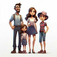 família homem mulher menina menina 2d desenho animado ilustração em branco foto