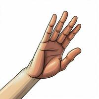 mão com dedos espalhado 2d desenho animado ilustração em branco foto