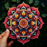 Imagine uma adesivo com a intrincado semelhante a uma mandala padronizar foto