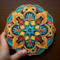 Imagine uma adesivo com a intrincado semelhante a uma mandala padronizar foto