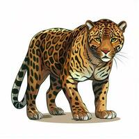 jaguar 2d desenho animado vetor ilustração em branco fundo foto