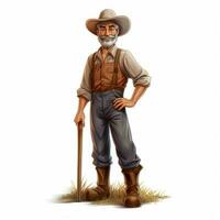 homem agricultor 2d desenho animado ilustração em branco fundo Alto foto