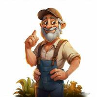 homem agricultor 2d desenho animado ilustração em branco fundo Alto foto