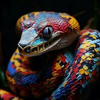 hipnotizante serpente com uma vibrante estampado pele foto