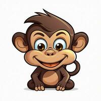 macaco 2d desenho animado vetor ilustração em branco fundo foto