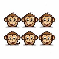 macaco rostos emojis 2d desenho animado vetor ilustração em whit foto