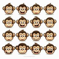 macaco rostos emojis 2d desenho animado vetor ilustração em whit foto