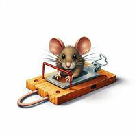 rato armadilha 2d desenho animado ilustração em branco fundo Alto foto