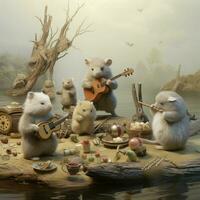 musical animais criando harmonioso melodias foto