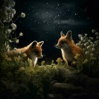 noturno animais explorando a mundo debaixo a luar foto