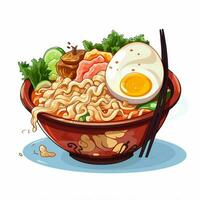 ramen 2d vetor ilustração desenho animado dentro branco fundo h foto