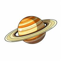 Saturno 2d desenho animado vetor ilustração em branco fundo foto