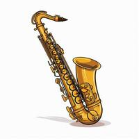 saxofone 2d desenho animado vetor ilustração em branco backgrou foto