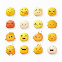 sonolento rostos emojis 2d desenho animado vetor ilustração em whit foto