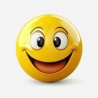 sorridente face emoji em branco fundo Alto qualidade 4k hdr foto