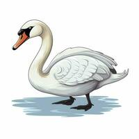 cisne 2d desenho animado vetor ilustração em branco fundo Oi foto