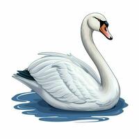 cisne 2d desenho animado vetor ilustração em branco fundo Oi foto