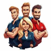 equipe 2d desenho animado vetor ilustração em branco fundo Oi foto