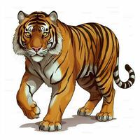 tigre 2d desenho animado vetor ilustração em branco fundo h foto