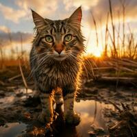 foto do gato cheio tiro Alto qualidade hdr 16k ultra hd selvagem