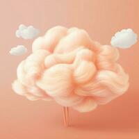 uma algodão doce laranja fundo com fofo nuvens foto