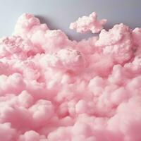 uma algodão doce Rosa fundo com fofo nuvens foto