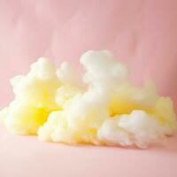 uma algodão doce amarelo fundo com fofo nuvens foto