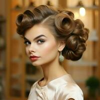 elegante updo com delicado cachos foto