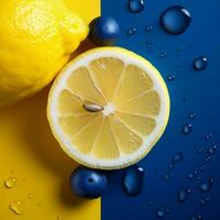 limão amarelo vs marinha azul Alto qualidade foto