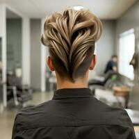 homem cabelo estilo a partir de costas lado foto