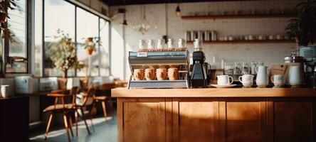 madeira cafeteria café fazer compras restaurante, ai generativo foto