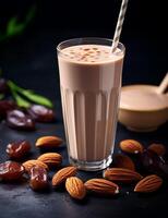 foto do alguns encontro milkshake beber elegantemente banhado em uma mesa. generativo ai