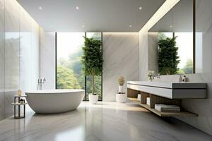 ai generativo foto do uma luxo moderno Projeto banheiro